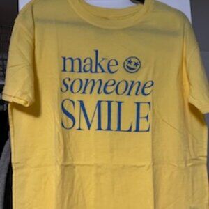 NWT Z Supply 100% Cotton Yellow/Royal Blue "Make Someone Smile" Tee-Shirt Size L